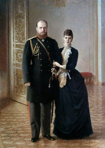 Portrait of Tsar Alexander III (1845-1895) with Maria Fedorovna