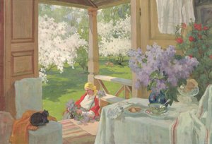 At the Country House by Ivan Silych Goriuschkin-Sorokopudov