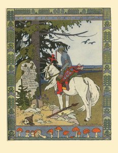 Illustration for the Fairy Tale of Ivan Tsarevich, the Firebird, and the Gray Wolf by Ivan Yakovlevich Bilibin
