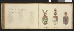 Illustration from a private archive in the National Library titled Insignia Quædam Virorum Illustrium in Norvegia Quodam Habitantium by Iver Nielssøn Hirtzholm