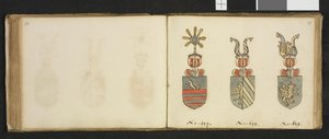 Illustration from a private archive in the National Library titled Insignia Quædam Virorum Illustrium in Norvegia Quodam Habitantium by Iver Nielssøn Hirtzholm