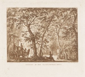 Carriage and Walkers in the Haarlemmerhout View in the Haarlemmer Hout (title on object)
