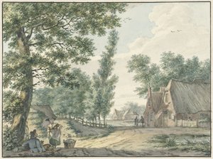 Landscape with Two People Under a Tree