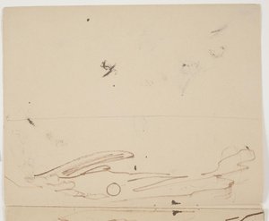 Southern French Mountain Landscape with Vegetation in the Foreground (upper half of double-sided sketch) by J.A. Jerichau