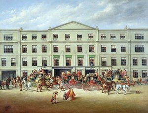 Changing Horses Outside the Plough Inn, Cheltenham, 1870 by J.C. Maggs