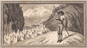 A Man on a Snowfield Leaning on a Long Staff by J.F. Clemens