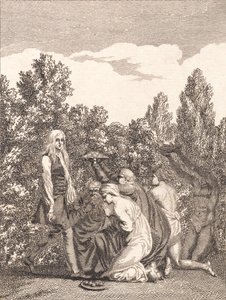 Niels Klim Honored by the Qvamites, Who Bring Him Gifts and Kneel Before Him by J.F. Clemens
