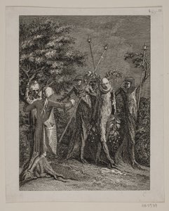 Niels Klim Sees a Potuan Criminal Being Led Away by Three Watchmen by J.F. Clemens