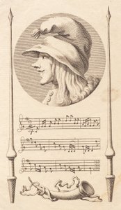 Vignette. Head of a Peasant Boy Between Two Lances by J.F. Clemens