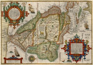 Delineatio Omnium Orarum Totius Australis Parties Americae… by J.H. & van Langren A.F. (1571-1644) Linschoten