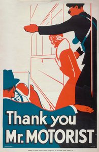 Thank You Mr Motorist, London County Council LCC Tramways Poster by JS Anderson