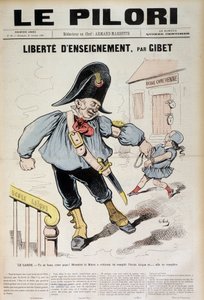 Freedom of teaching by Gibet: The Guard - You may scream Dad! The Mayor has ordered to fill the Laique School and... it will be filled (Caricature on the Laique School), cover of Le Pilori of October 31
