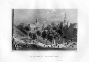The Park and City Hall, New York, 1855 by J. Archer