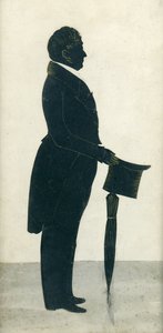 Silhouette of a Man with a Top Hat, Frock Coat and Umbrella by J. Gapp