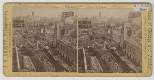 The view east from the courthouse after Chicago Fire of 1871 by J. H. Abbott