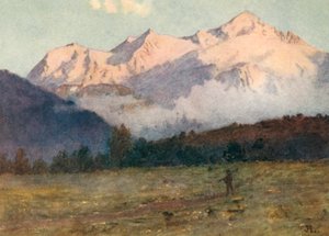 Sunset on Mont Blanc from above Geneva by J. Hardwicke Lewis