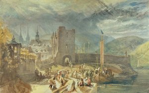 A View of Boppard, with Figures on the River Bank