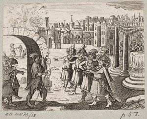 Illustration to Adam Olearius, “Persianischer Rosenthal von einem Sinnreichen Poeten Schich Saadi [...]”, Schleswig 1660 by J. Muller
