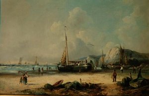 Fishing Boats on the Shore by J. Mundell