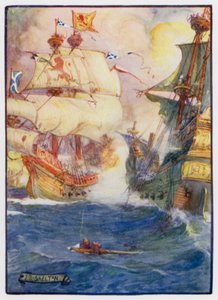 Scottish Naval Captain Sir Andrew Wood of Largo and His Two Ships the Yellow Carvel and the Flower, Defeating Four English Vessels off Dunbar, 1489