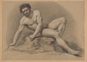 Seated Male Nude, Front View (2nd Prize 1810) by J. Uittenbogaardt