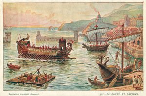 Ancient Roman port and ships