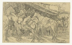 Mules and Donkeys at the Grand Market in Tangier by Jac van Looij