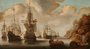 A French Squadron near a Rocky Coast by Jacob Adriaensz. Bellevois