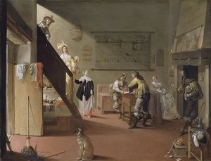 Elegant Company Smoking and Drinking in an Inn / Bordello Scene by Jacob Duck