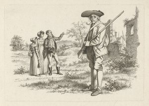 Hunter and a Group by Ruins (series title: Study Prints / Etudes gravées) by Jacob Ernst Marcus