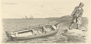 Man Pulling His Rowboat Ashore (Study Prints)