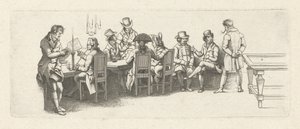 Men in a Coffeehouse with a Billiard Table (Study Prints) by Jacob Ernst Marcus