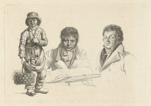 Portraits of J.P. Visser Bender and P.Pz. Barbiers Next to a Boy by Jacob Ernst Marcus