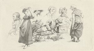 Study Sheet with a Sleeping Boy and Figures by Jacob Ernst Marcus