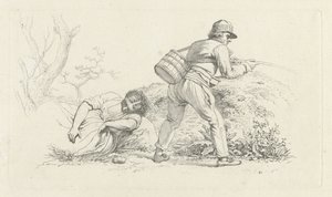 Study Sheet with a Sleeping Woman and an Angler (series title: Study Prints / Etudes gravées) by Jacob Ernst Marcus
