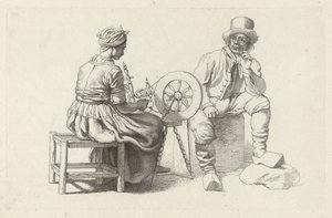 Study Sheet with a Woman at a Spinning Wheel and a Seated Man