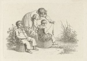 Woman with Two Children in Chairs (Study Prints / Etudes Gravées) by Jacob Ernst Marcus