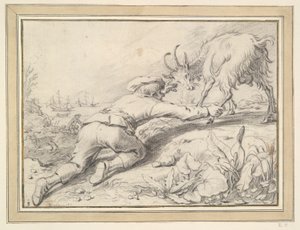 Boy Catching a Goat