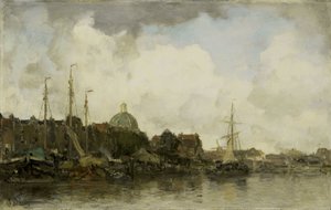 Townscape with a Domed Church by Jacob Henricus or Hendricus Maris