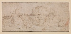 Landscape with a castle on a rock by Jacob I (attr.to) Savery