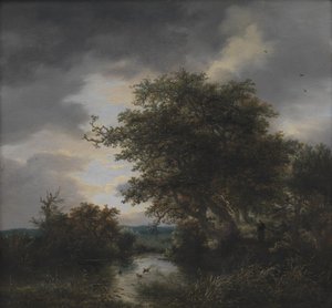 Oak Trees by a Pond