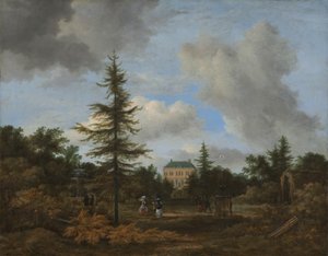 Country House in a Park by Jacob Isaaksz. or Isaacksz. van Ruisdael