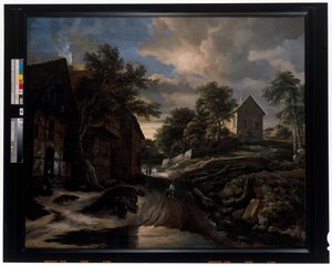 Landscape with Half-Timbered Houses by Jacob Isaaksz. or Isaacksz. van Ruisdael