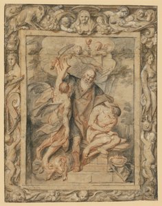 The Sacrifice of Isaac (Gen. 22,1-12) in a Figurative Border by Jacob Jordaens