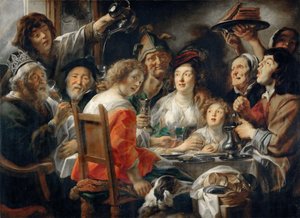 The King Drinks, or Family Meal on the Feast of Epiphany by Jacob Jordaens
