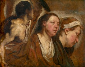 Two Female Heads and Torso of a Warrior by Jacob Jordaens