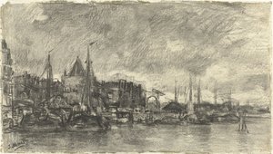 The Exterior with the Schreierstoren in Amsterdam by Jacob Maris