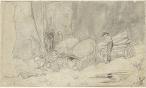 Ox Cart on a Mountain Road by Jacob Maris