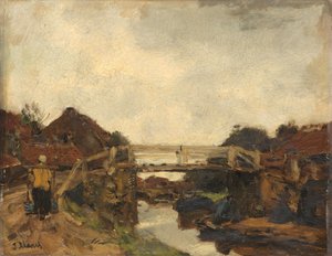 Wooden Bridge across a Canal at Rijswijk by Jacob Maris