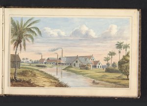 Sugar Plantation Visserszorg on the Commewijne River (Album with Drawings of Suriname, p.6) by Jacob Marius Adriaan Martini van Geffen